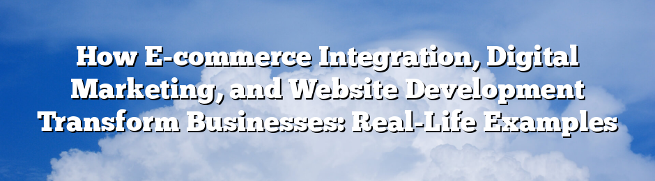 How E-commerce Integration, Digital Marketing, and Website Development Transform Businesses: Real-Life Examples